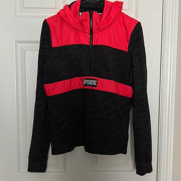Victoria’s Secret PINK raincoat zip up hoodie gray pink size medium - Picture 1 of 7